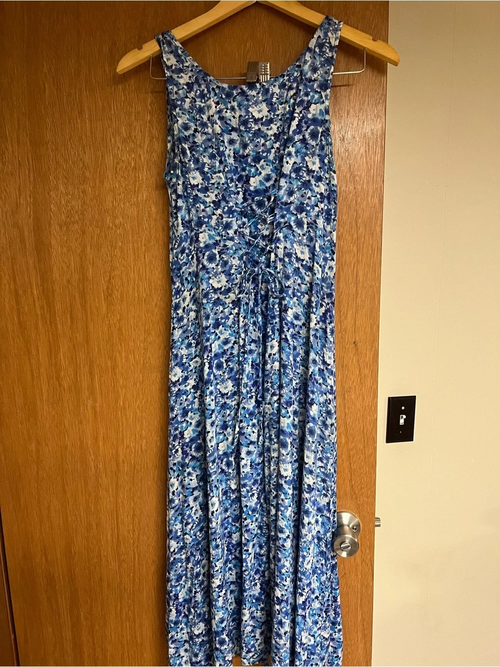 All That Jazz Beautiful Blue Floral A-Line Maxi Dress with Tie Back